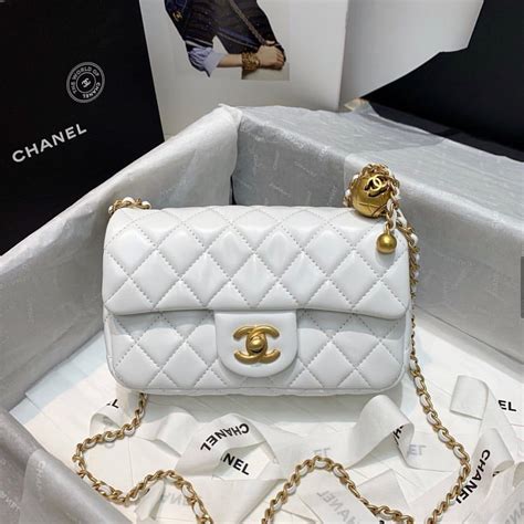 white chanel bag with metal beads|Chanel handbags nyc.